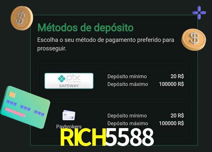 O cassino RICH5588 oferece uma grande variedade de métodos de pagamento